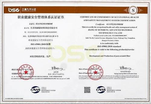 (ISO45001职业健康安全管理体系认证证书)